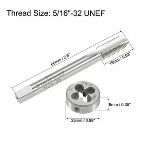 5/16"-32 UNEF Tap and Die Set HSS Thread Tap with Round Threading Die Right Hand - Picture 1 of 5