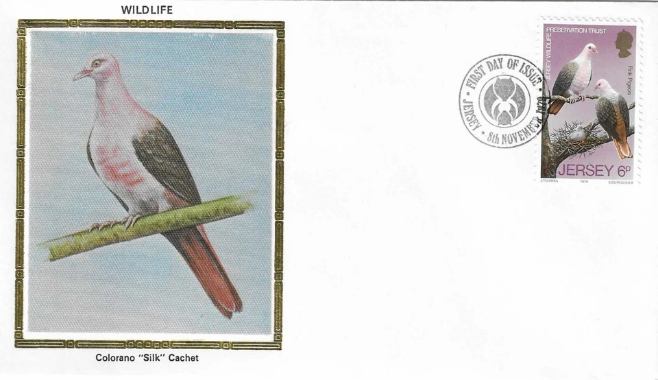 Camiseta Pigeon Pink Nesoenas Mayeri Endangered Bird Colorano Silk FDC 1979 Foto 1 de 1