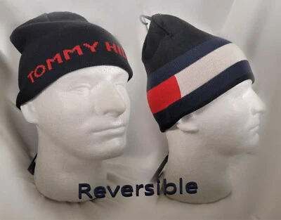 Tommy Hilfiger Sombrero Tejido Reversible Gorro con Logo Icónico, Negro Rojo Blanco Azul Foto 1 de 4