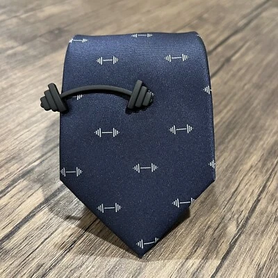 Barbell Sports Tie And Matching Tie Bar Set For Men Fancy Gift Necktie Tie Clip - Image 1 of 4