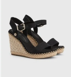 Tommy Hilfiger ELENA 105D Black Wedges Platform Sandals UK 4 / 37 - Picture 1 of 11
