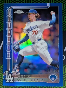 Justin Wrobleski (RC) 2025 Topps Chrome Rookie Blue Refractor 067/150 Dodgers - Picture 1 of 2