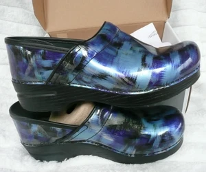Dansko Women's Size 39 EU 8.5-9 US Blue Brush Patent Professional Clogs - Picture 1 of 7