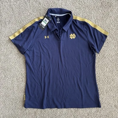 Polo de fútbol americano Notre Dame Under Armour Pinnacle grande nuevo con etiquetas para mujer camiseta azul marino $80 Foto 1 de 4