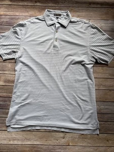 Peter Millar Summer Comfort Polo Shirt Medium White Purple Stripe Performance - Picture 1 of 7
