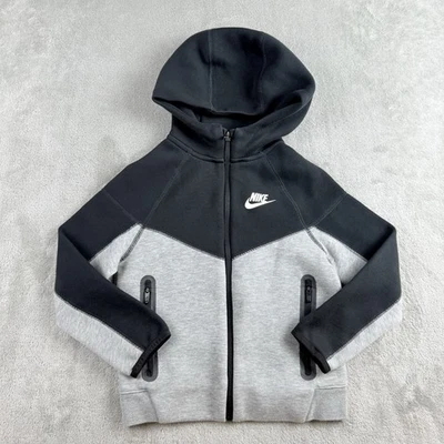 Nike Jacket Kids Boys 6/7 Years Grey Black Colorblock Full Zip Hooded Outdoor - Image 1 of 4