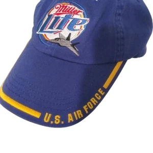 Miller Lite USAF Air Force Jet Hat Cap Bar Pub Embroidered Blue Yellow We Salute - Picture 1 of 10