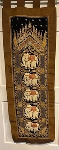 5 Elephants Antique Thai Burmese Kalaga Embroidered Handcraft Wall Hanging 3 D - Picture 1 of 24