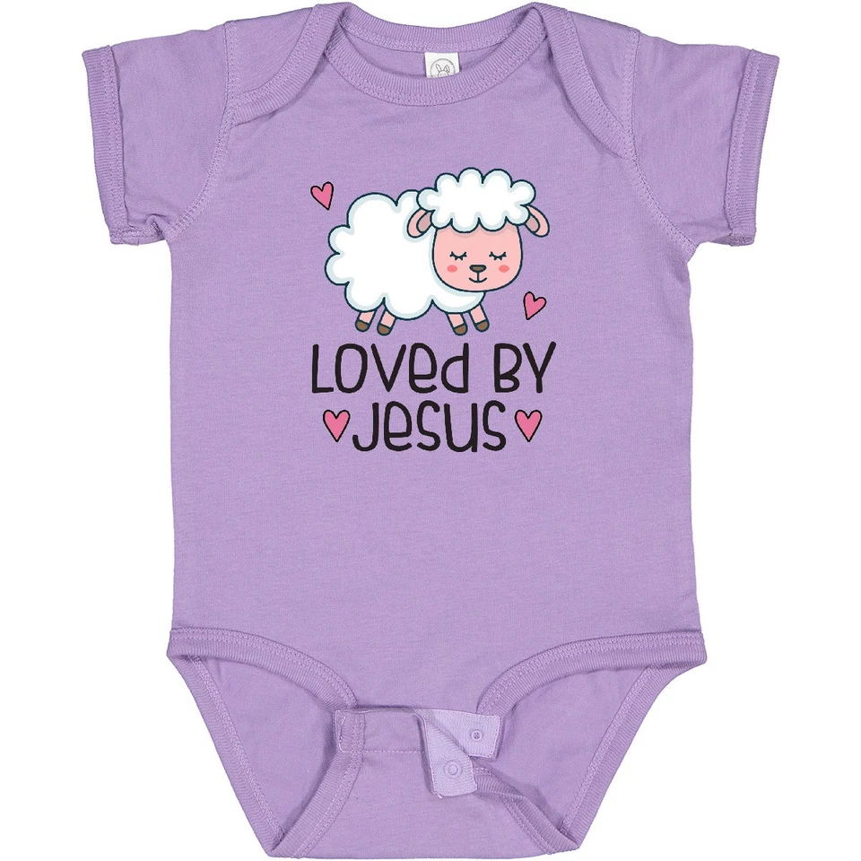 Inktastic Loved By Jesus Cute Baby Lamb Baby Bodysuit Religious New Easter - Image 1 of 1