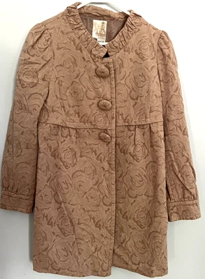 Forever Coat Womens L Brown Floral Jacquard Vtg. Style 3 Snap Button Jacket - Image 1 of 4