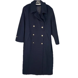 Abrigo Perry Ellis Mujer 14 Azul Marino Lana De Colección Doble Pecho Militar Botón EE. UU. - Imagen 1 de 15