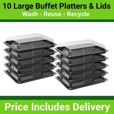 10x Large Catering Platter UK Party Food Buffet Serving Tray with Lids Reusable
