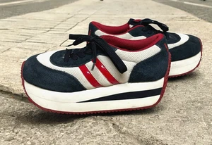 Y2K L.e.i. Navy chunky suede platform tennis shoes 7.5 retro - Picture 1 of 10