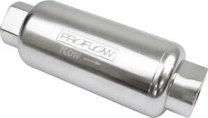 Proflow Fuel Filter, Inline Mount, 10 Microns, Billet Aluminium, Silver Anodised - Picture 1 of 2
