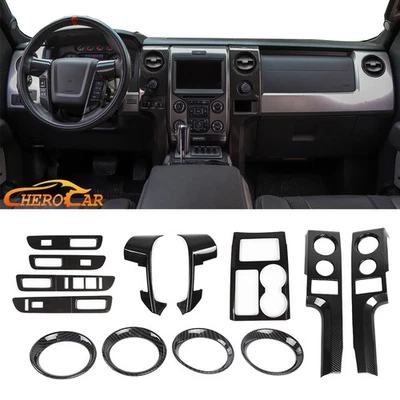Full set Interior Decor Trim Kit Cover For Ford F150 Raptor 09-14 Carbon Fiber Foto 1 de 4