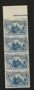 US Scott #230 mint never hinged 1c blue 1893 Columbian Expo strip of 5, og f/vf - Picture 1 of 2