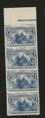 US Scott #230 mint never hinged 1c blue 1893 Columbian Expo strip of 5, og f/vf - Image 1 of 2