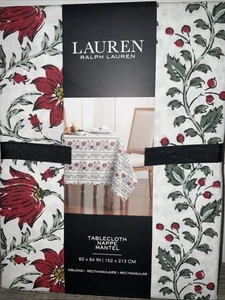LAUREN RALPH LAUREN BAUMWOLLE WEIHNACHTSSTERN WEIHNACHTEN LÄNGLICHE TISCHDECKE 60x84 Neu mit Etikett - Bild 1 von 7