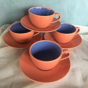 4 Lindt Stymeist COLORWAYS Cup & Saucer Sets Salmon / Blue MAKE OFFER - Picture 1 of 1
