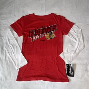 Chicago Blackhawks Shirt Youth Medium Red Long Sleeve NHL Hockey Reebok - Picture 1 of 4