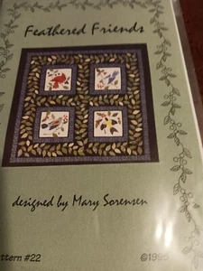FEATHERED FRIENDS Applique Pattern #22 Mary Sorensen UNCUT Vintage - Picture 1 of 5