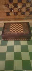 antique wooden Checkerboard inlaid burl mini early wonderful! Rare small - Picture 1 of 22