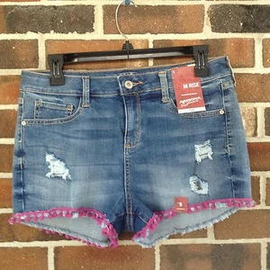 Arizona Jeans Denim Blue Jean Shorts High Rise Distressed 5 Pocket NWT Junior 9 - Picture 1 of 2