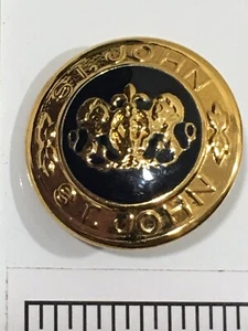 St John Marie Gray Designer Gold Black Coat 7/8” Round Metal Button Vintage SJ4 - Picture 1 of 3