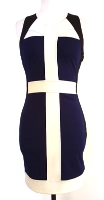 Vestido elástico KEEPSAKE para mujer negro/azul marino/marfil talla 8 Foto 1 de 4