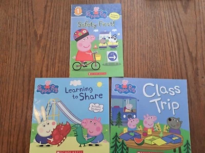 Лот 3 Свинка Пеппа Детские Книги в мягкой обложке класс поездка безопасность обучение делиться - Изображение 1 из 3