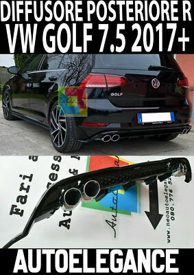 0348 VW GOLF 7.5 2016-2019 DIFFUSORE POSTERIORE SOTTO PARAURTI ABS LOOK RLINE R