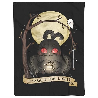 Embrace The Light Baby Mothman Throw Blanket Cute Goth Cryptid Spooky Home Decor - Image 1 of 4