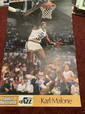 1990's Factory Sealed Vintage  Karl Malone S-Illustrated Poster Utah Jazz 24x35 - Image 1 of 2
