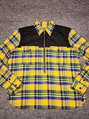 Polo Ralph Lauren Pullover Juvenil Grande Amarillo Madrás 1/2 Cremallera Franela Acolchado Foto 1 de 4