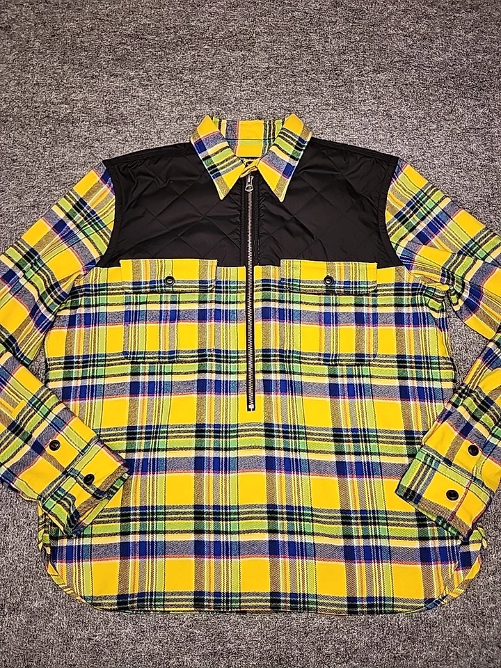 Polo Ralph Lauren Pullover Juvenil Grande Amarillo Madrás 1/2 Cremallera Franela Acolchado Foto 1 de 4