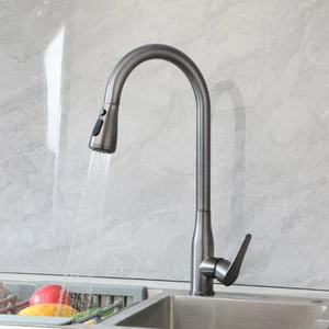 Grifo de cocina extraíble gris rociador giratorio bidireccional grifo mezclador grifo de un solo orificio - Imagen 1 de 12