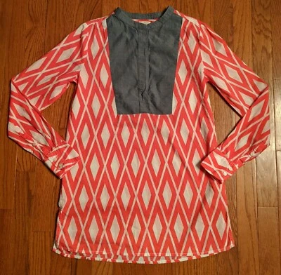 Túnica feminina J Crew tamanho XXS cambraia dividida V babador diamante - Imagem 1 de 4