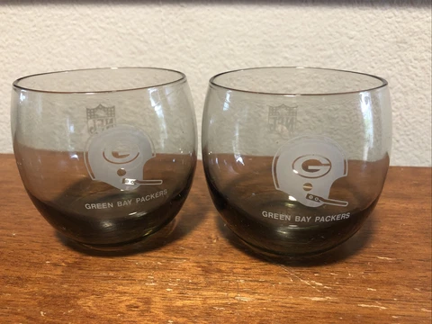 Vintage NFL Smoked Glass Tumblers Rock Glasses Barware Green Bay Packers USA Cover