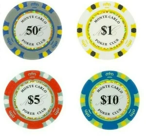 CASH GAME Monte Carlo Smooth Poker Chips Bulk - Perfect for .50/$1 Blinds NEW - Picture 1 of 1