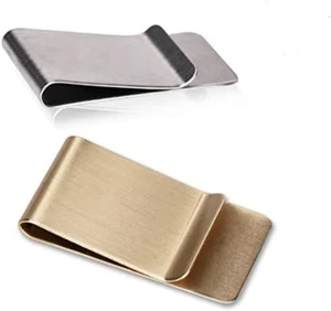 Stainless Steel Metal Money Clip for Cash and Credit Cards, Brass Banknote Clip, - Picture 1 of 12