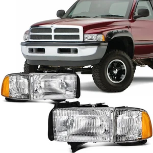 For Dodge Ram 1500 2500 3500 1994-2002 Chrome Housing Headlights Assembly Pair - Picture 1 of 7