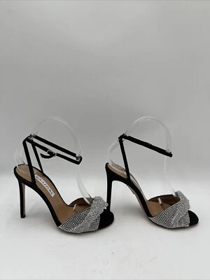 Women’s Aquazzura Crystal Twist Sandals Black/Silver Size 35.5 - Image 1 of 4
