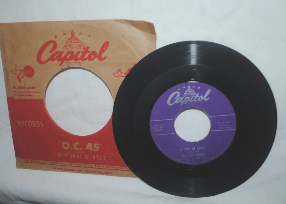 Ella Mae Morse, 40 CUPS OF COFFEE, 45 rpm record, VG+/EX, Capitol F2539 Foto 1 de 2