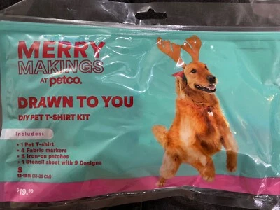 "Kit de camiseta Merry Makings Drawn To You hágalo usted mismo para mascotas S 13-15"" marcadores parches Petco" Foto 1 de 3