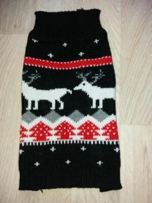 Hundepuli Winter Rückenlänge ca. 26cm NEU Hundepullover mit Renntier Weihnachten - Bild 1 von 2