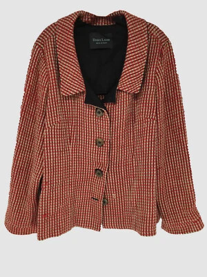 $2595 Dara Lamb Women's Red-Beige Tweed Lined Chain-Knit Blazer Jacket Size XXL - Image 1 of 4