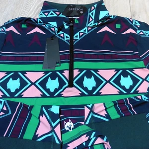 GREYSON Mens 2XL XXL GHOSTWOLF SEQUOIA PULLOVER MOCKNECK 1/4 ZIP FOREST AZTEC - Picture 1 of 15