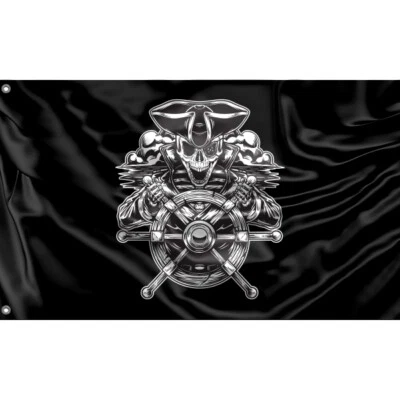 Bandera Pirata VIII Diseño Único, Tamaño 3x5 Pies / 90x150 cm, Hecho en la UE Foto 1 de 4