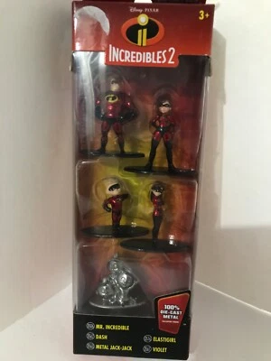 Incredibles 2 bonecos colecionáveis Disney Pixar (5 peças) brinquedo nano metalfigs Jada - Imagem 1 de 4