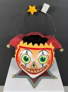 Vintage Department 56 Paper Mache Jester Red Glitter Holiday Decor - RARE - Picture 1 of 7